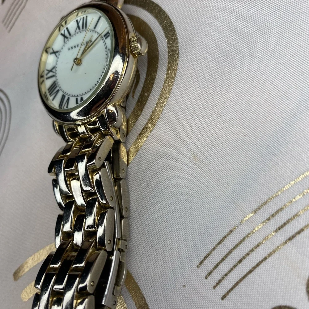 Anne Klein Silver and White Wall Clock Elegant Decor